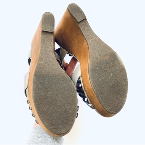 STEVE MADDEN Gray leather Turnpyke wood wedge heel - Picture 6 of 8